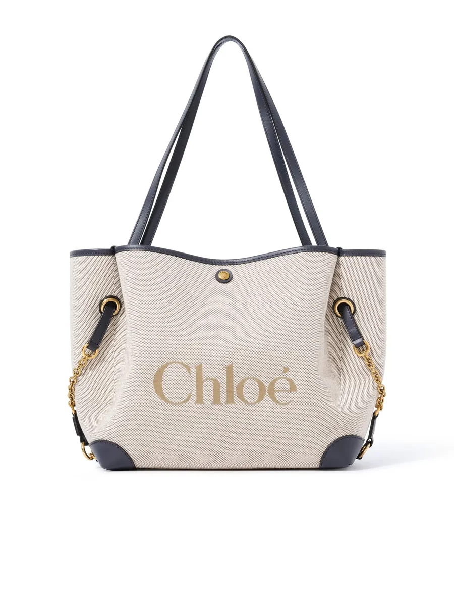 끌로에 캔버스 Chloé Clover 더블 캐리 백 Black Navy 제품 사진 끌로에 캔버스 Chloé Clover 더블 캐리 백 Black Navy 제품 사진