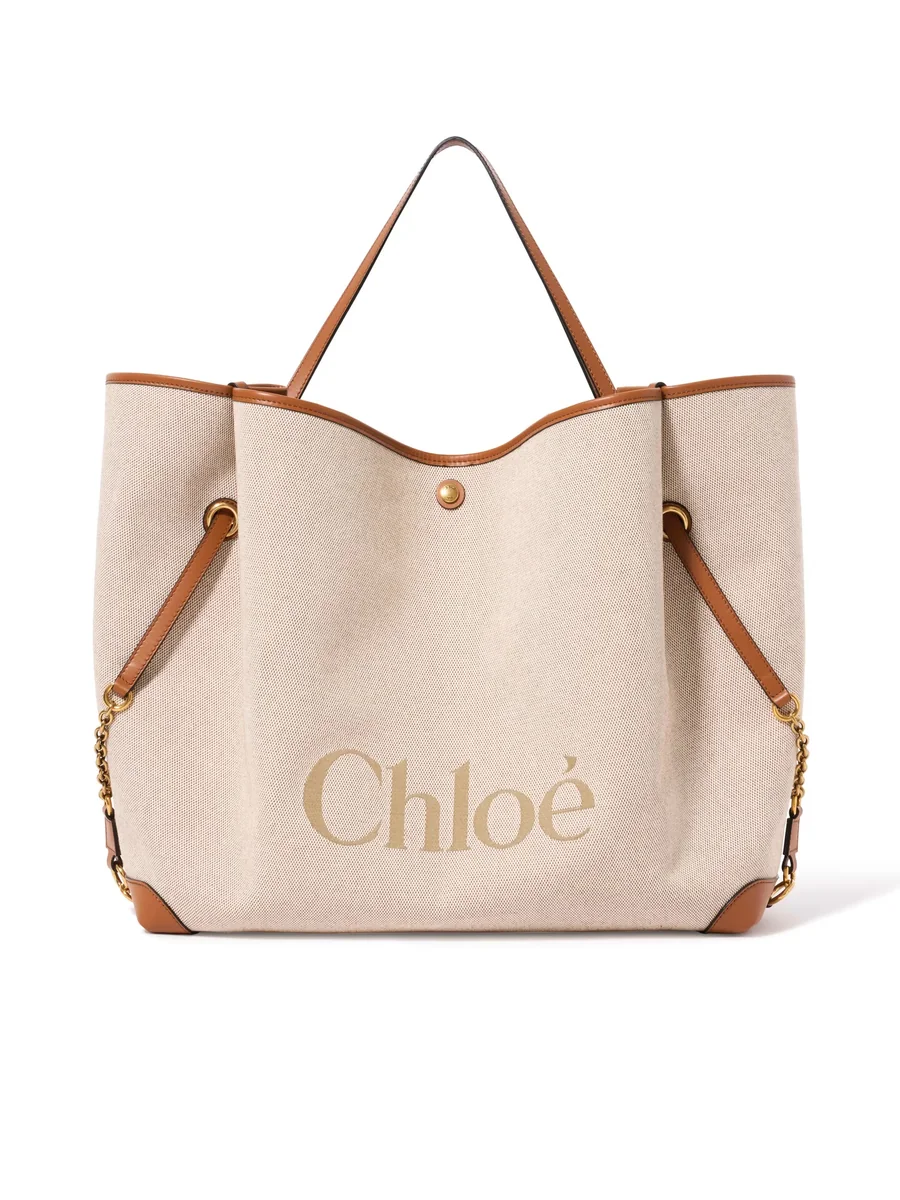 끌로에 캔버스 라지 Chloé Clover 더블 캐리 백 Clay Brown 제품 사진 끌로에 캔버스 라지 Chloé Clover 더블 캐리 백 Clay Brown 제품 사진