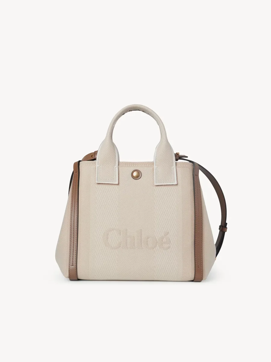 끌로에 캔버스 소재의 스몰 Chloé Carry 토트백 Vegetal Beige 제품 사진 끌로에 캔버스 소재의 스몰 Chloé Carry 토트백 Vegetal Beige 제품 사진