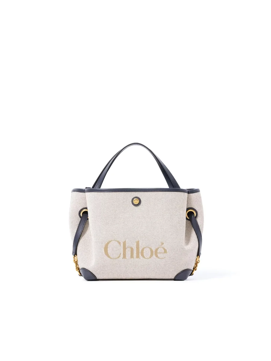 끌로에 캔버스 스몰 Chloé Clover 더블 캐리 백 Black Navy 제품 사진 끌로에 캔버스 스몰 Chloé Clover 더블 캐리 백 Black Navy 제품 사진