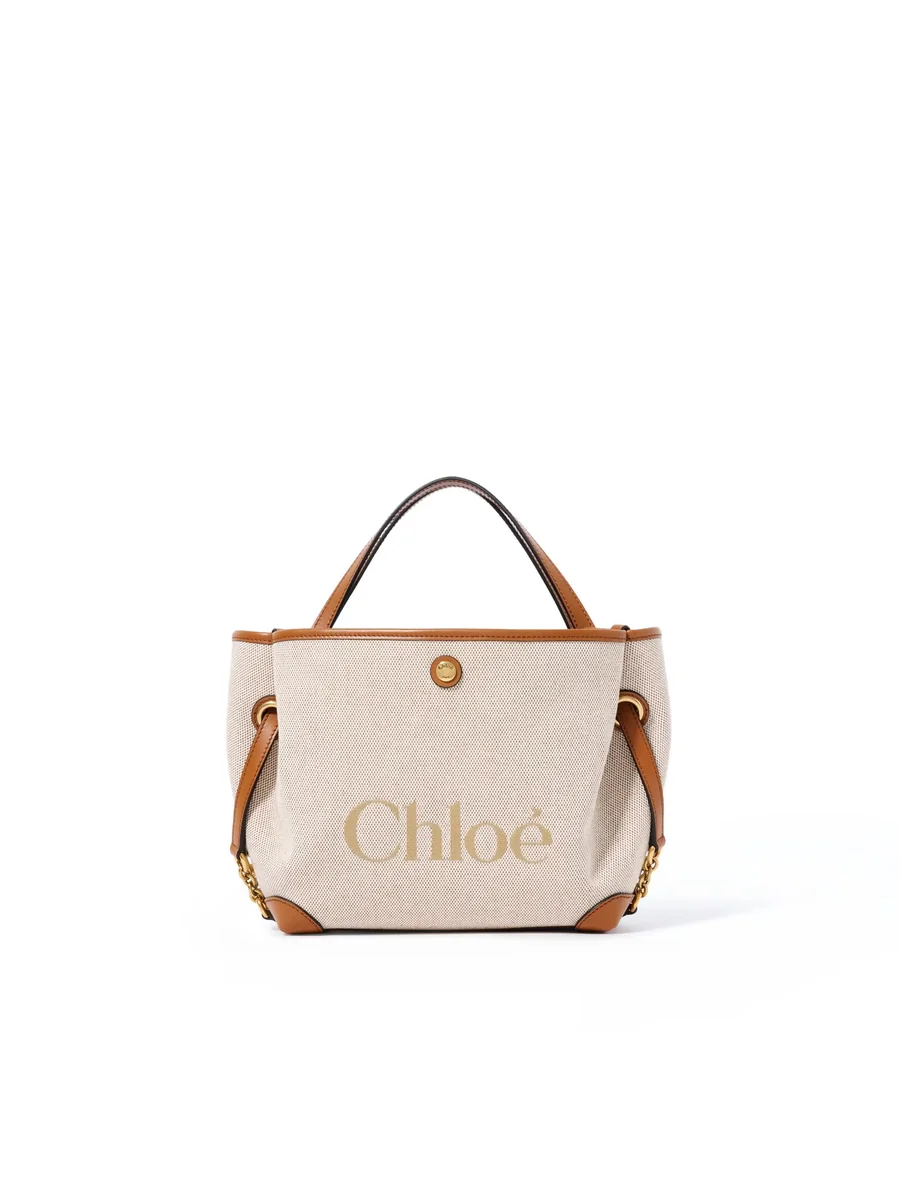 끌로에 캔버스 스몰 Chloé Clover 더블 캐리 백 Clay Brown 제품 사진 끌로에 캔버스 스몰 Chloé Clover 더블 캐리 백 Clay Brown 제품 사진