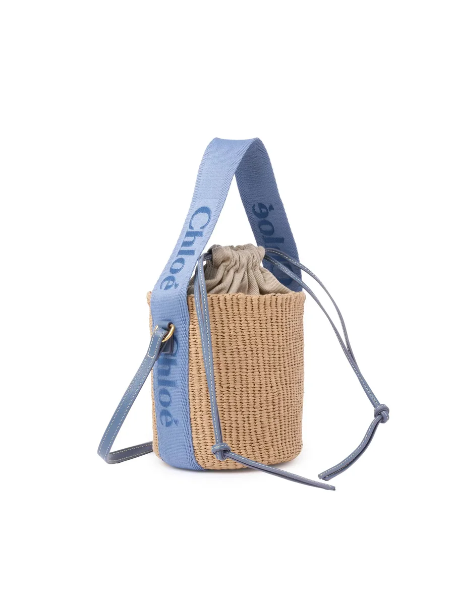 천연 섬유 스몰 Woody 바스켓 Ashes Blue