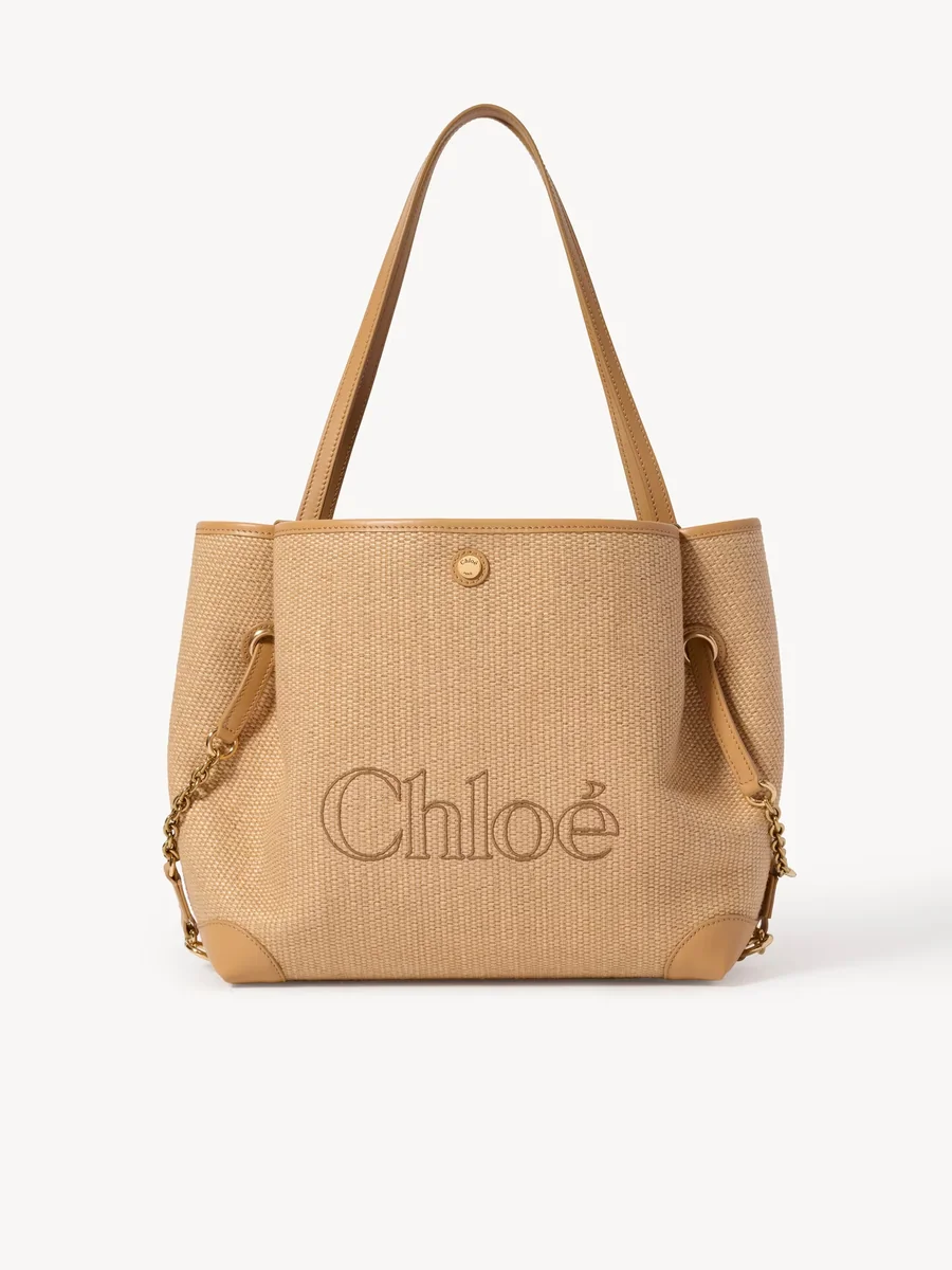 끌로에 라피아 효과 섬유 Chloé Clover 더블 캐리 백 Bleached Brown 제품 사진 끌로에 라피아 효과 섬유 Chloé Clover 더블 캐리 백 Bleached Brown 제품 사진