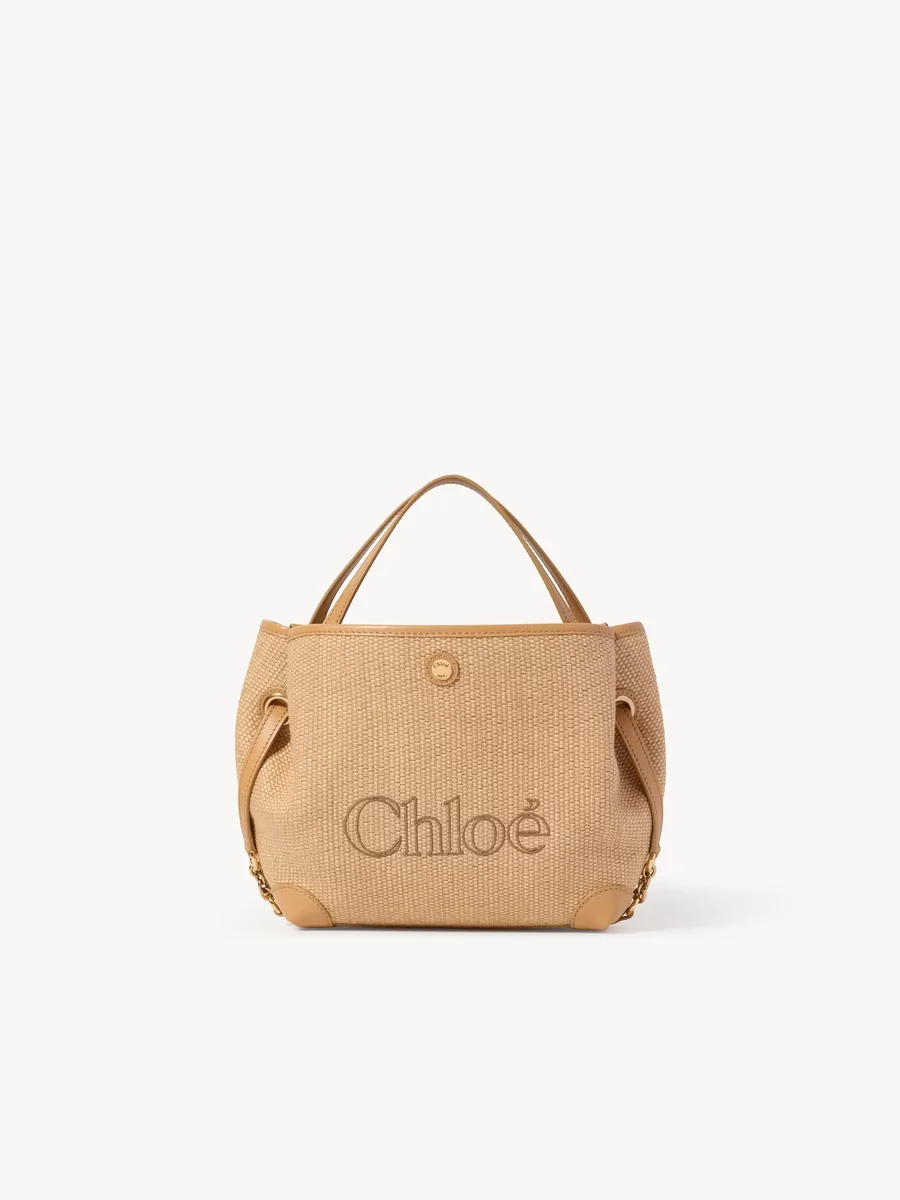 끌로에 라피아 효과 섬유 스몰 Chloé Clover 더블 캐리 백 Bleached Brown 제품 사진 끌로에 라피아 효과 섬유 스몰 Chloé Clover 더블 캐리 백 Bleached Brown 제품 사진