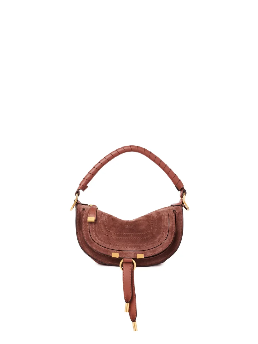 끌로에 스웨이드 가죽 미니 Marcie 숄더백 Blushy Brown 제품 사진 끌로에 스웨이드 가죽 미니 Marcie 숄더백 Blushy Brown 제품 사진