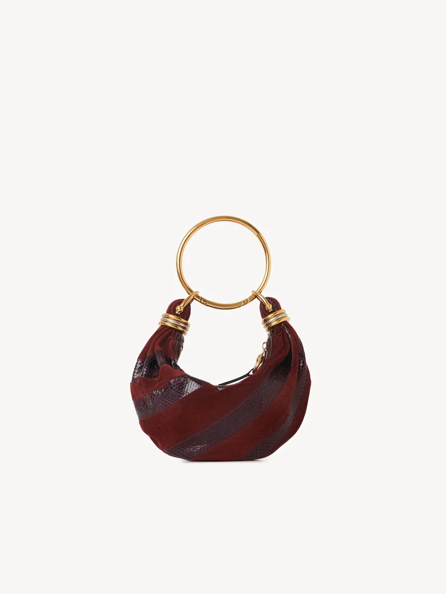 끌로에 스웨이드 가죽 & 스네이크스킨 미니 Bracelet Hobo Bag Crafty Brown 제품 사진 끌로에 스웨이드 가죽 & 스네이크스킨 미니 Bracelet Hobo Bag Crafty Brown 제품 사진