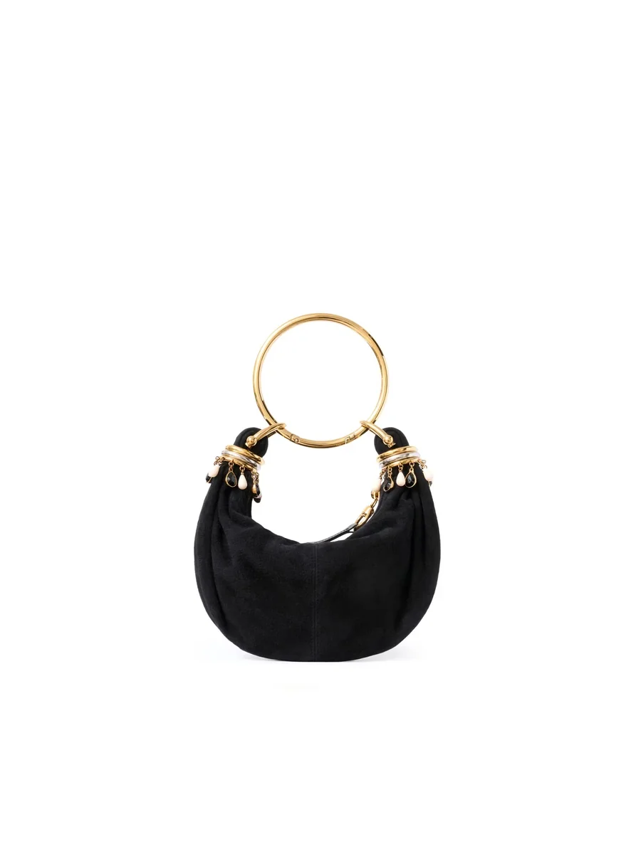 끌로에 스웨이드 가죽 미니 비즈 Bracelet Hobo Bag Black 제품 사진 끌로에 스웨이드 가죽 미니 비즈 Bracelet Hobo Bag Black 제품 사진