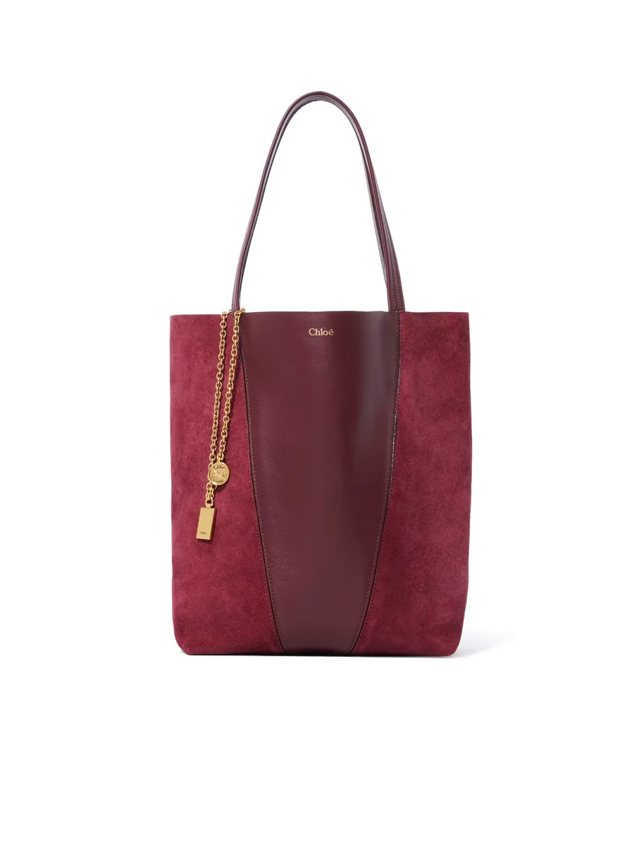 끌로에 스웨이드 & 소프트 가죽 Chloé Spin 토트백 Burnt Red 제품 사진 끌로에 스웨이드 & 소프트 가죽 Chloé Spin 토트백 Burnt Red 제품 사진
